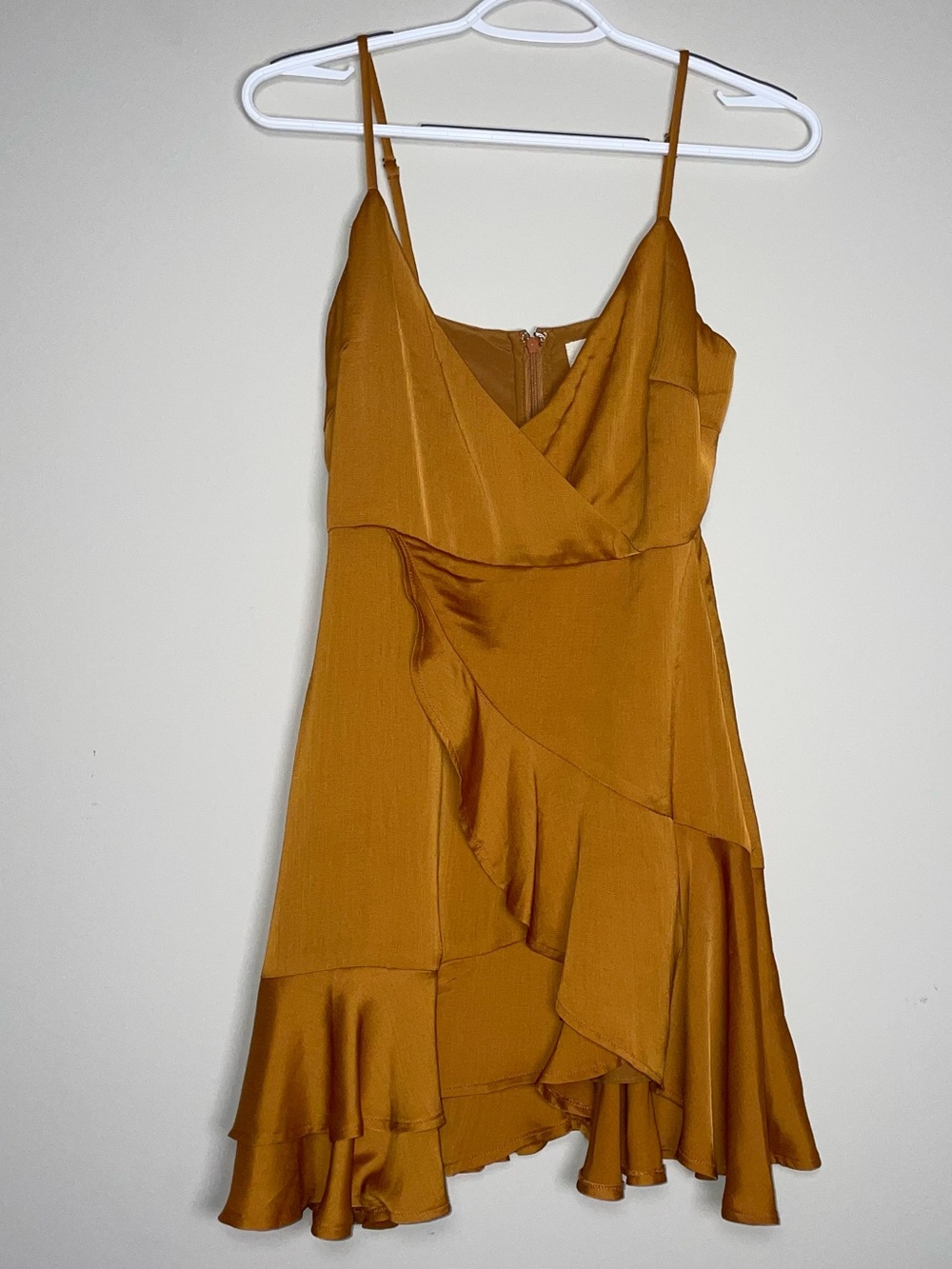Lina Boutique S Deep Mustard Layered Adjustable Straps Ruffle Satin Dress Boho